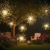 Salcar Solar LED Feuerwerkslichter warmweiß – 90 LEDs, IP44 wasserdicht, mit Haken, Automatik & Blinkmodus, 50 cm Deko für Garten, Balkon & Weihnachten